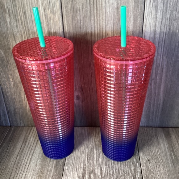 Starbucks Watermelon Pink Purple Gradient Grid Tumbler Venti Summer (2) Tublers - Picture 8 of 14